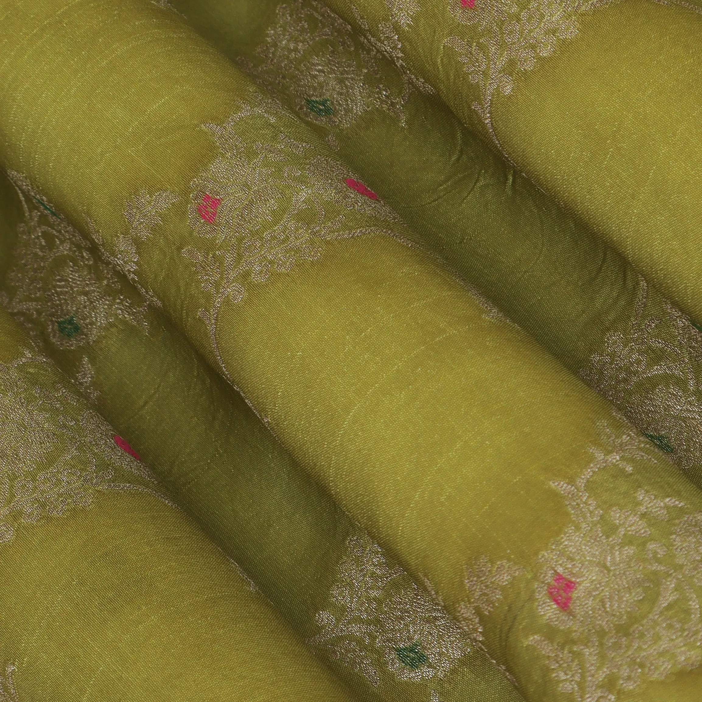 Mehndi  Green Color Brocade Fabric