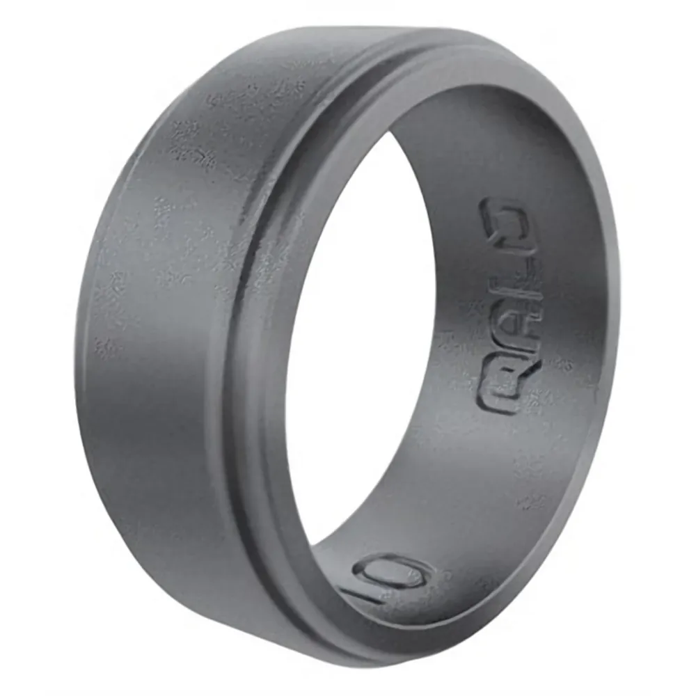 Men's QALO Polished Step Edge Silicone Ring