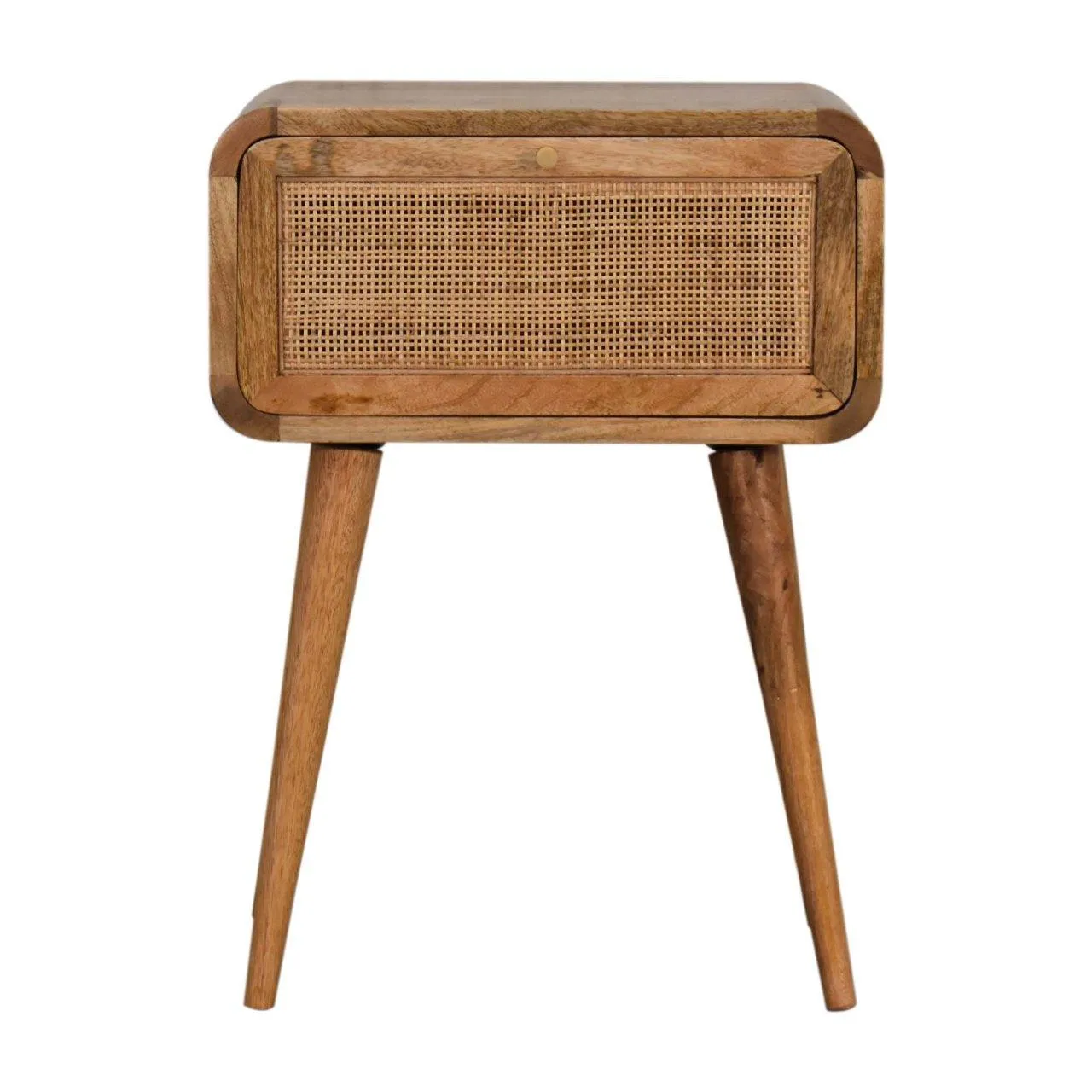 Mini Woven Wood & Rattan Bedside Table