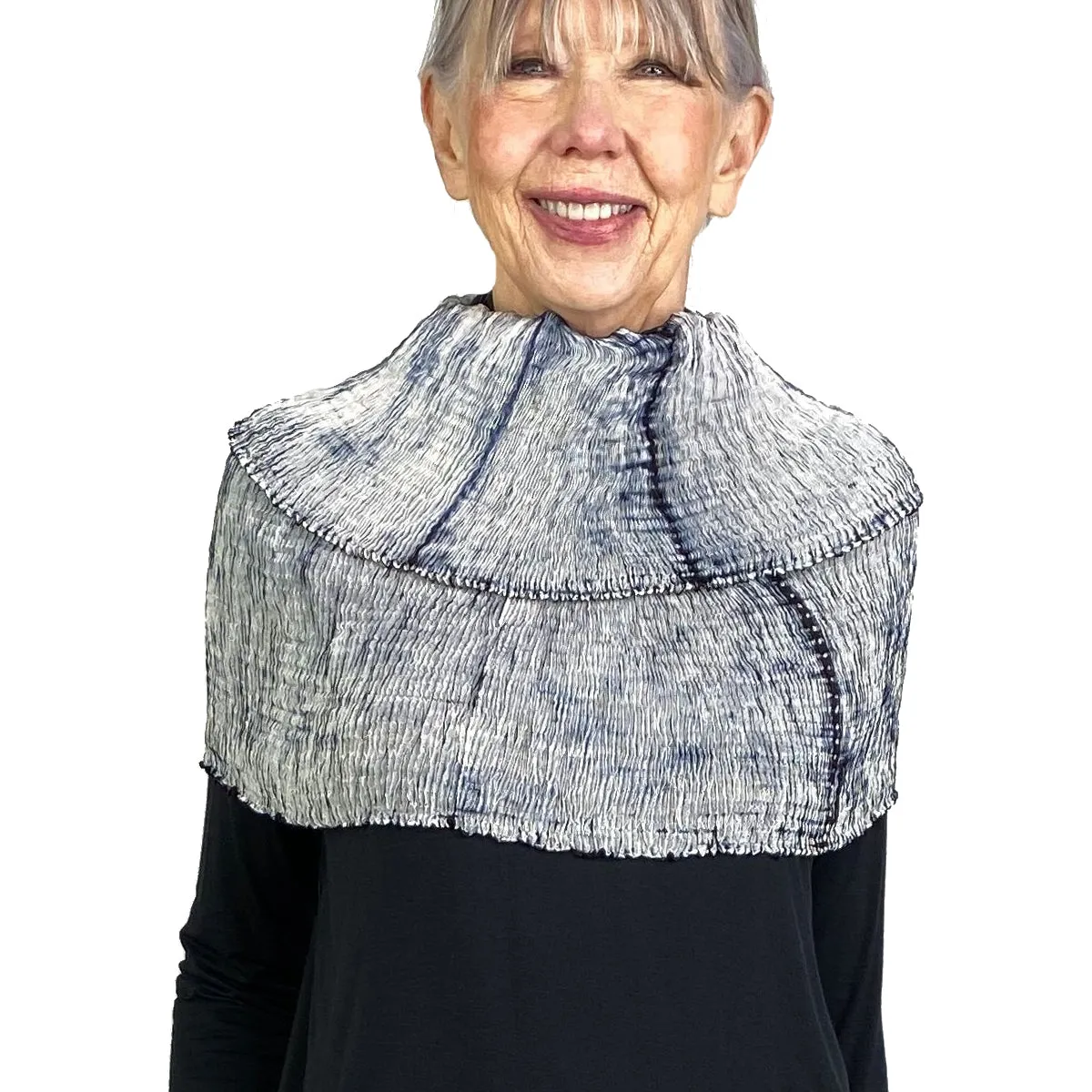 MOKU SHIBORI PLEATED INFINITY SCARF