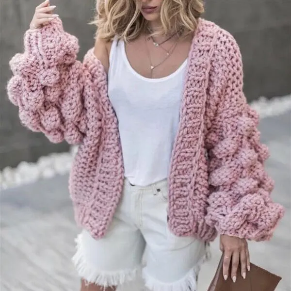 Oversized Chunky Thick Cable Knit Cardigan Sweater