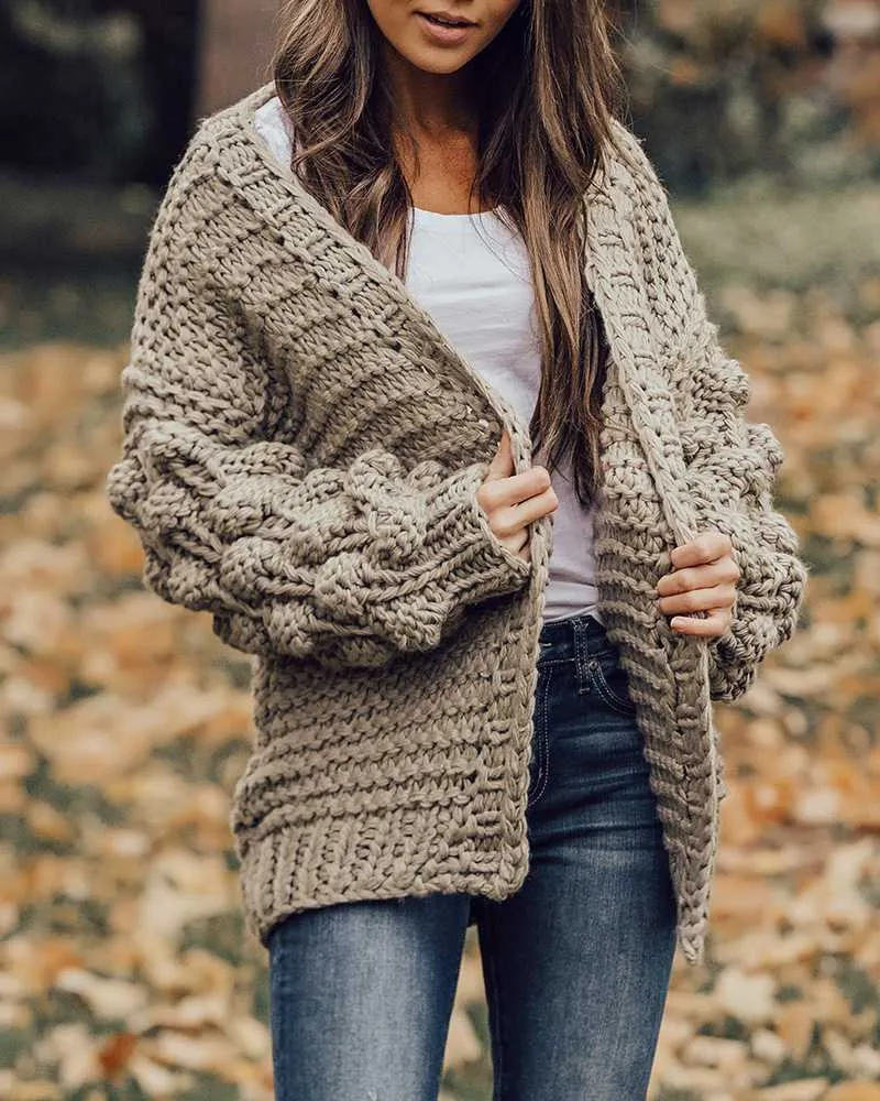 Oversized Chunky Thick Cable Knit Cardigan Sweater