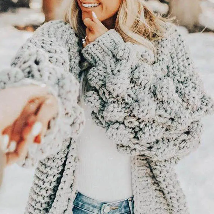 Oversized Chunky Thick Cable Knit Cardigan Sweater