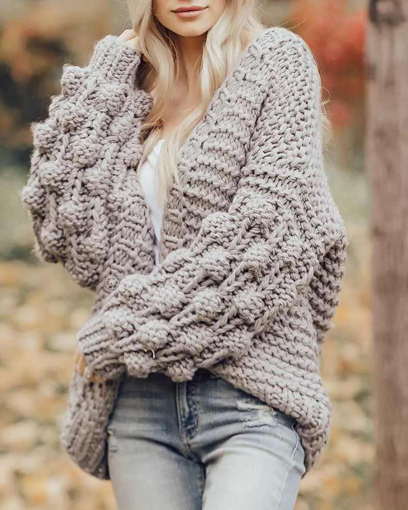 Oversized Chunky Thick Cable Knit Cardigan Sweater