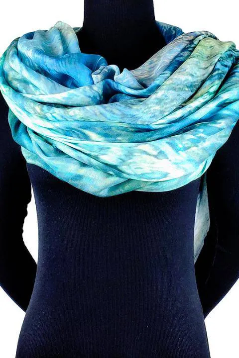 Oversized Rectangular Italian Cashmere Blend Scarf - Georgian Bay Blues, Canada