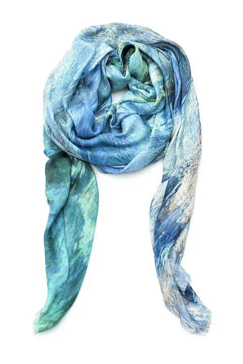 Oversized Rectangular Italian Cashmere Blend Scarf - Georgian Bay Blues, Canada