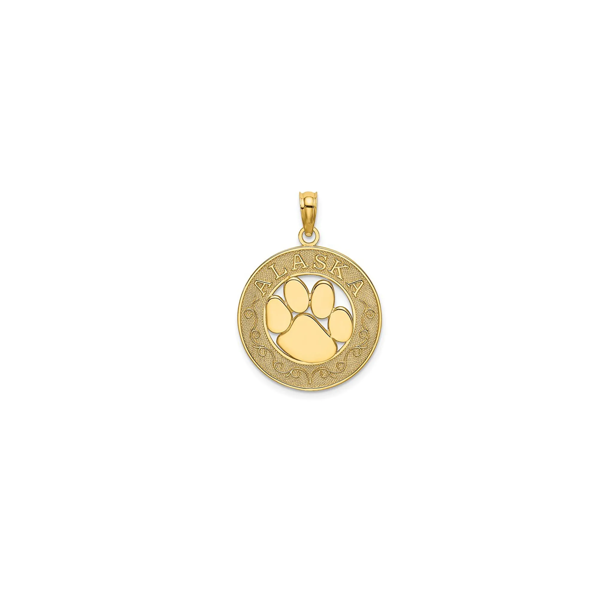 "ALASKA" w/ Bear Paw-Print Pendant (14K)