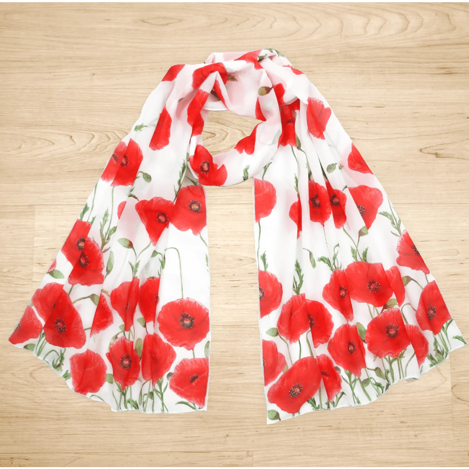 Red Poppy Flower Scarf