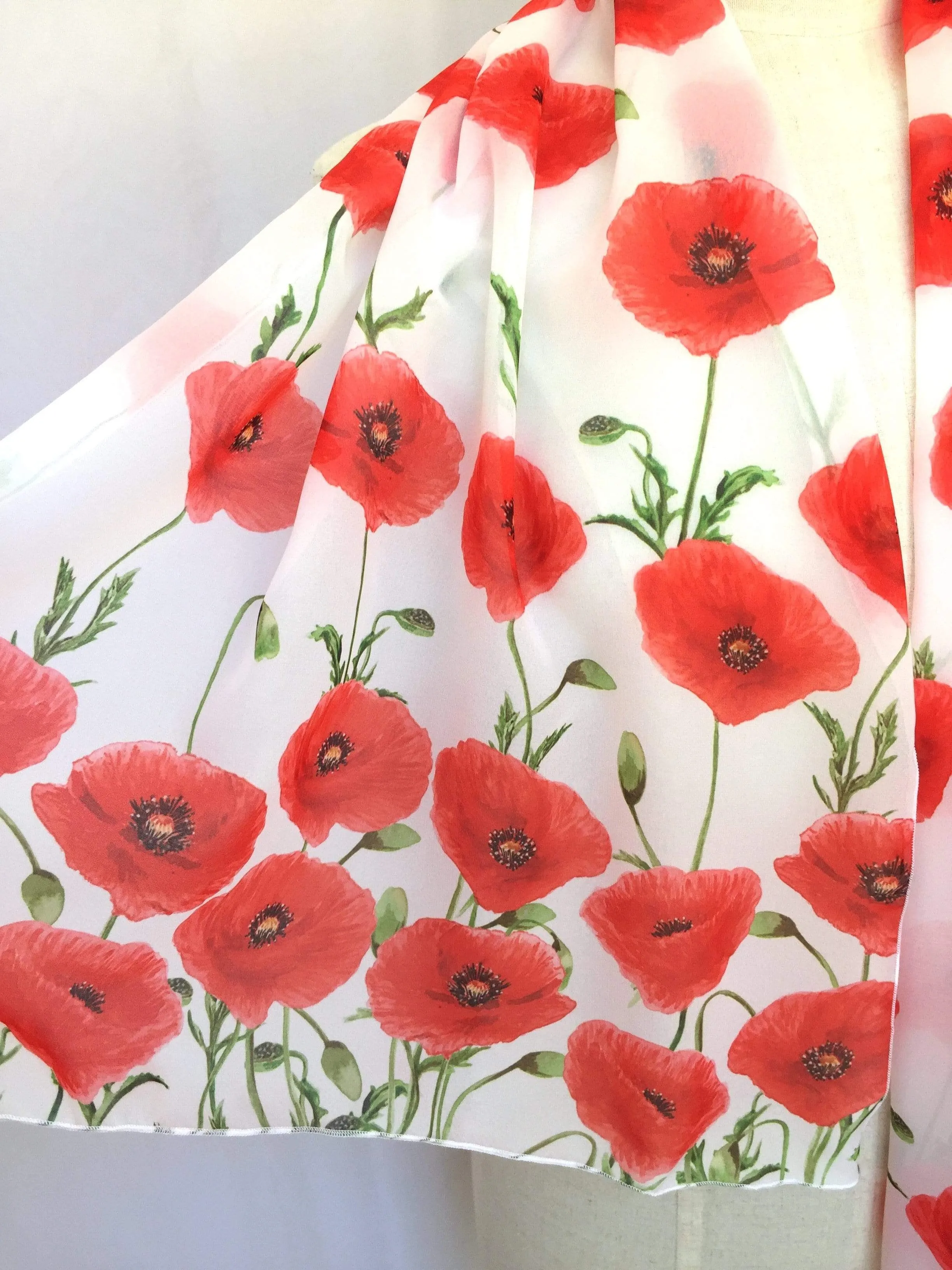 Red Poppy Flower Scarf