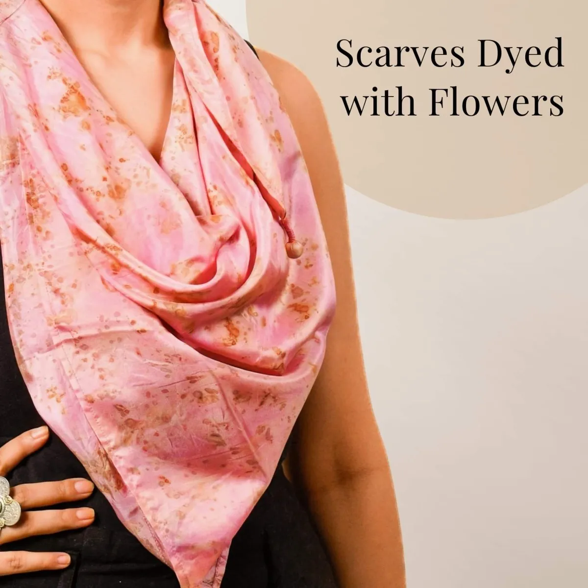 Rose Patterned Handcrafted Natural Dyed Silk Scarf