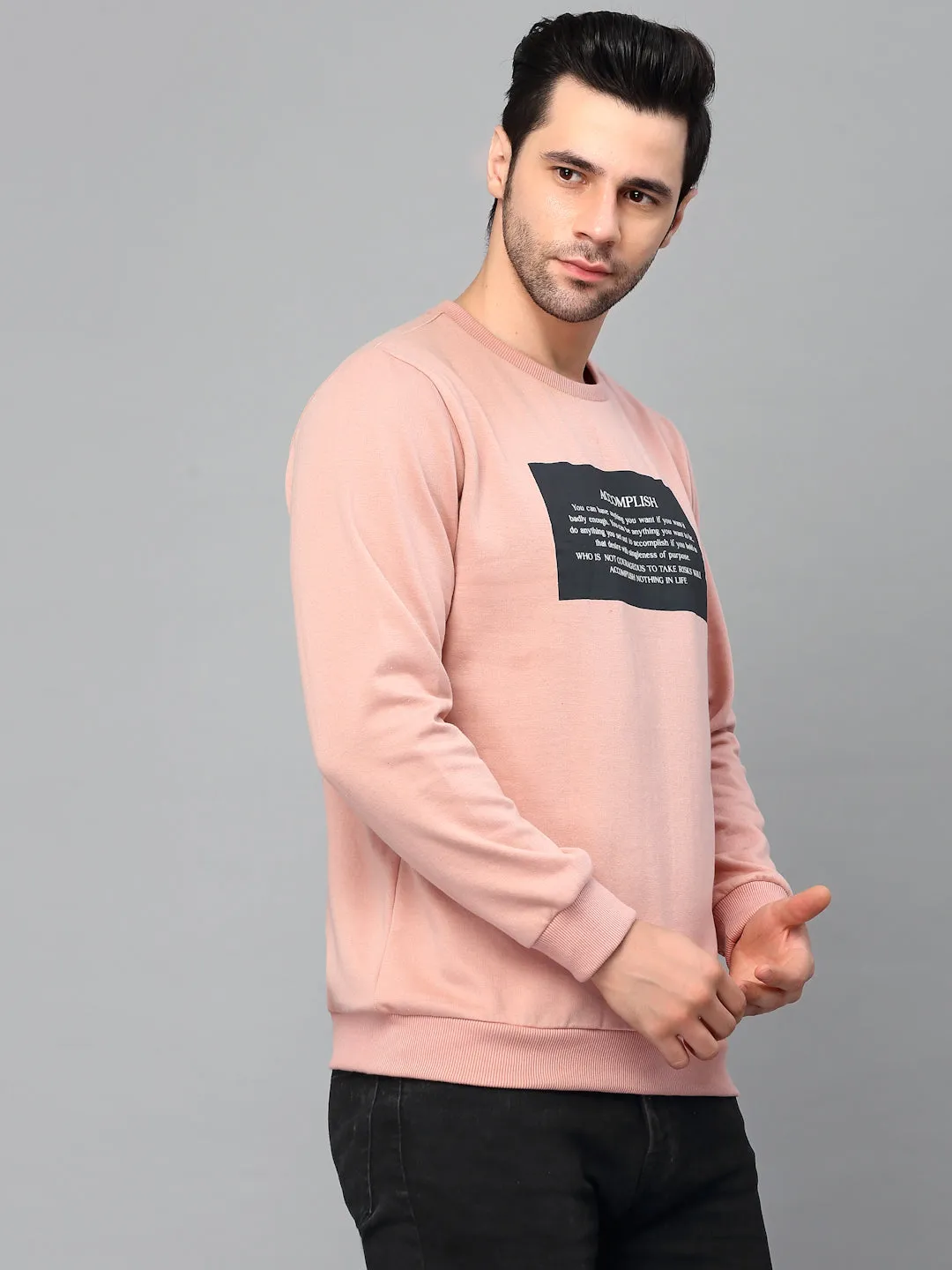 Round Neck Printed Fleece Sweatshirt