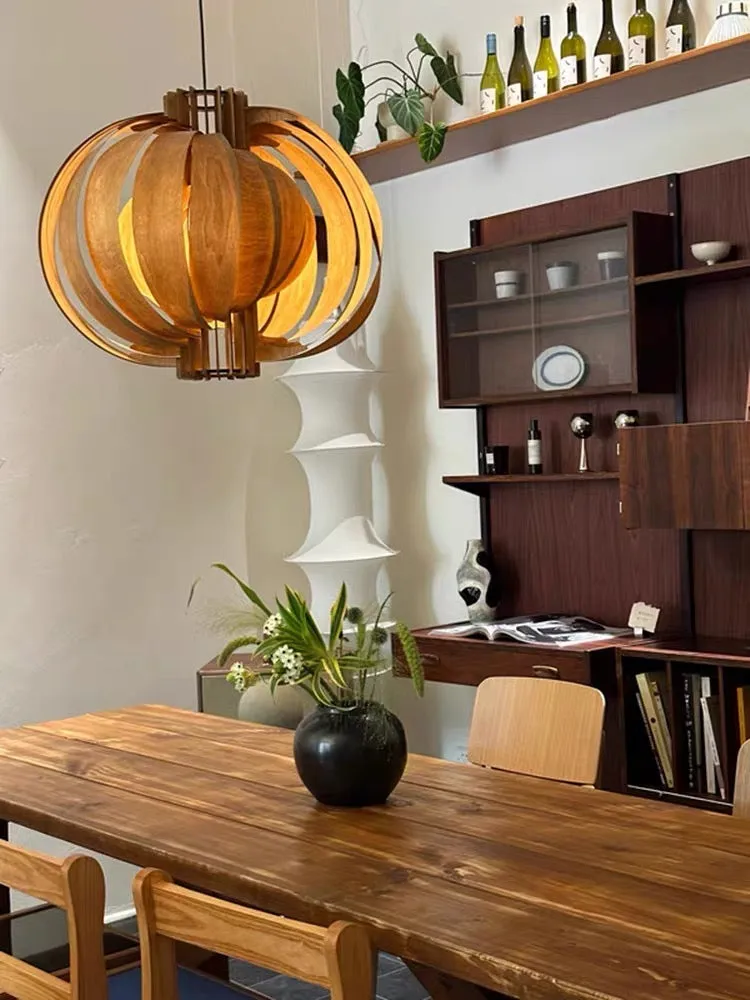 Runa Round Wood Veneer Hanging Light