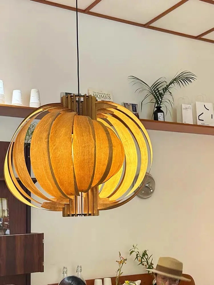 Runa Round Wood Veneer Hanging Light