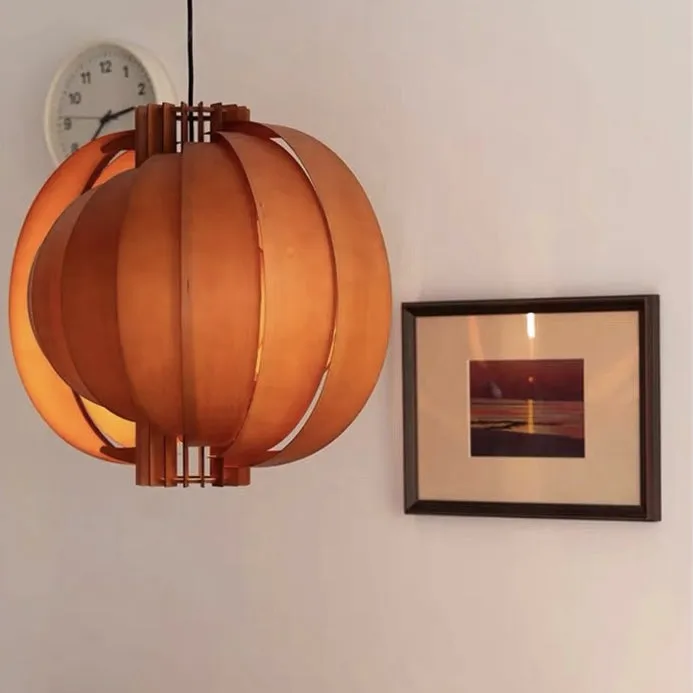 Runa Round Wood Veneer Hanging Light