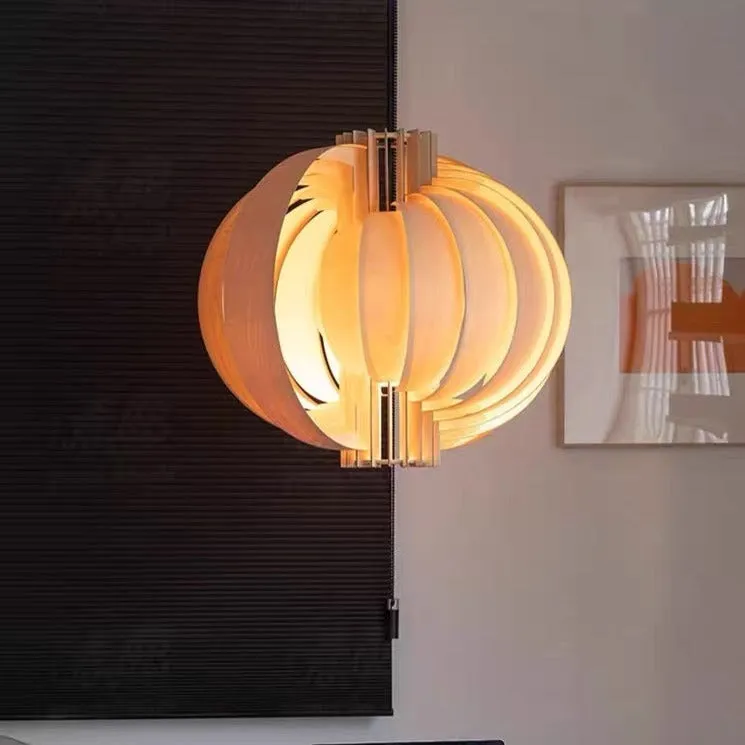 Runa Round Wood Veneer Hanging Light