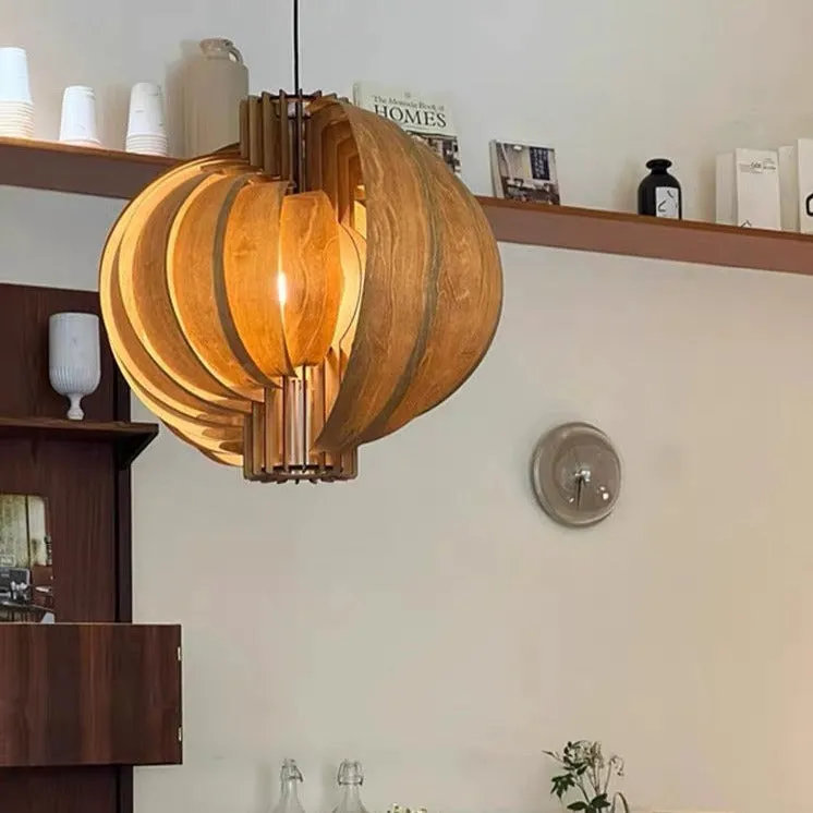 Runa Round Wood Veneer Hanging Light