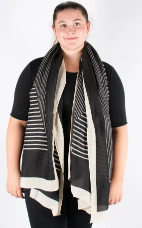 Scarf | Geometric Shapes | Lines | Black & Cream