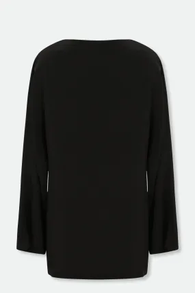 SILK 3/4 SLEEVE BATEAU NECK TOP