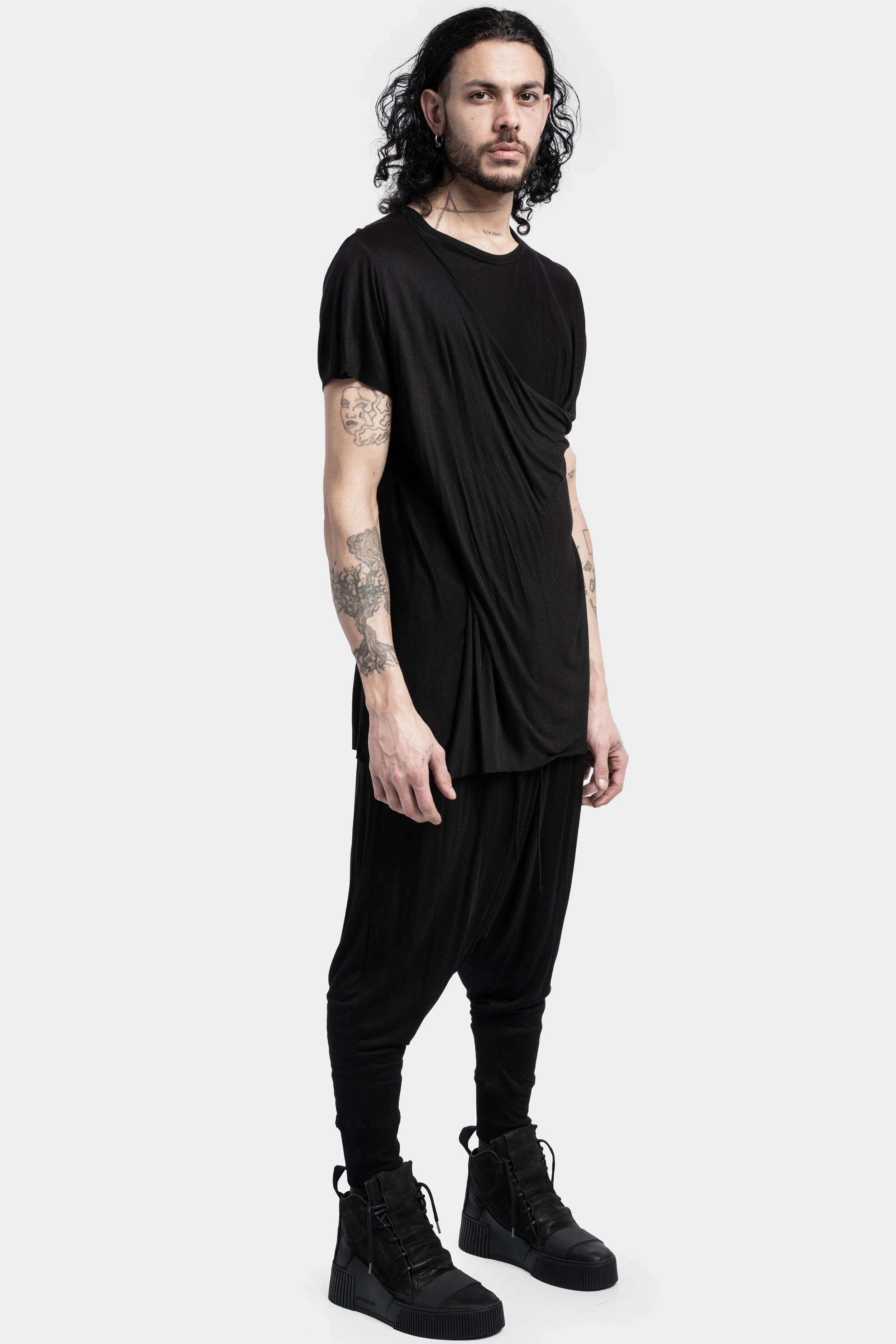 Silk Blend Draped T-Shirt