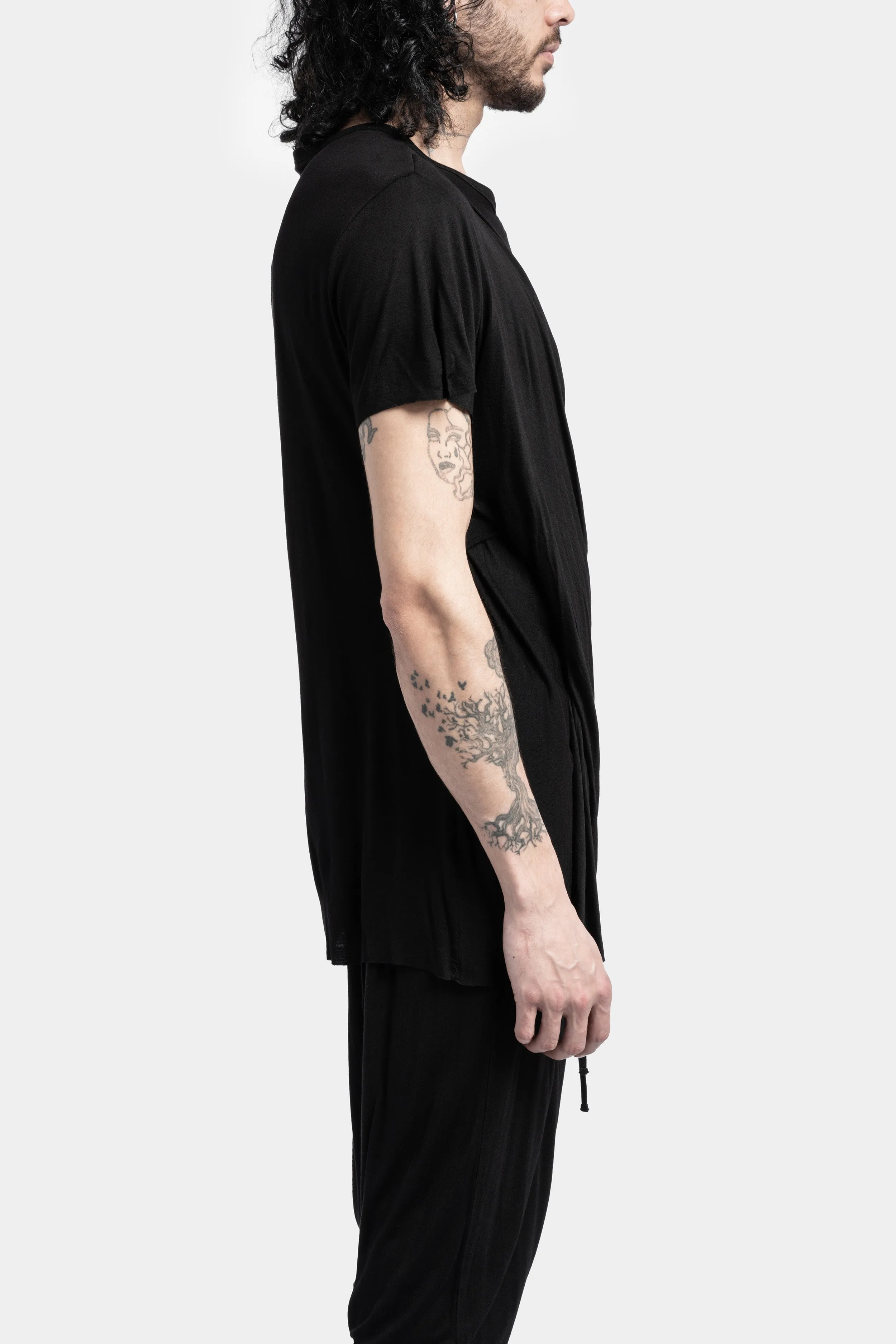 Silk Blend Draped T-Shirt