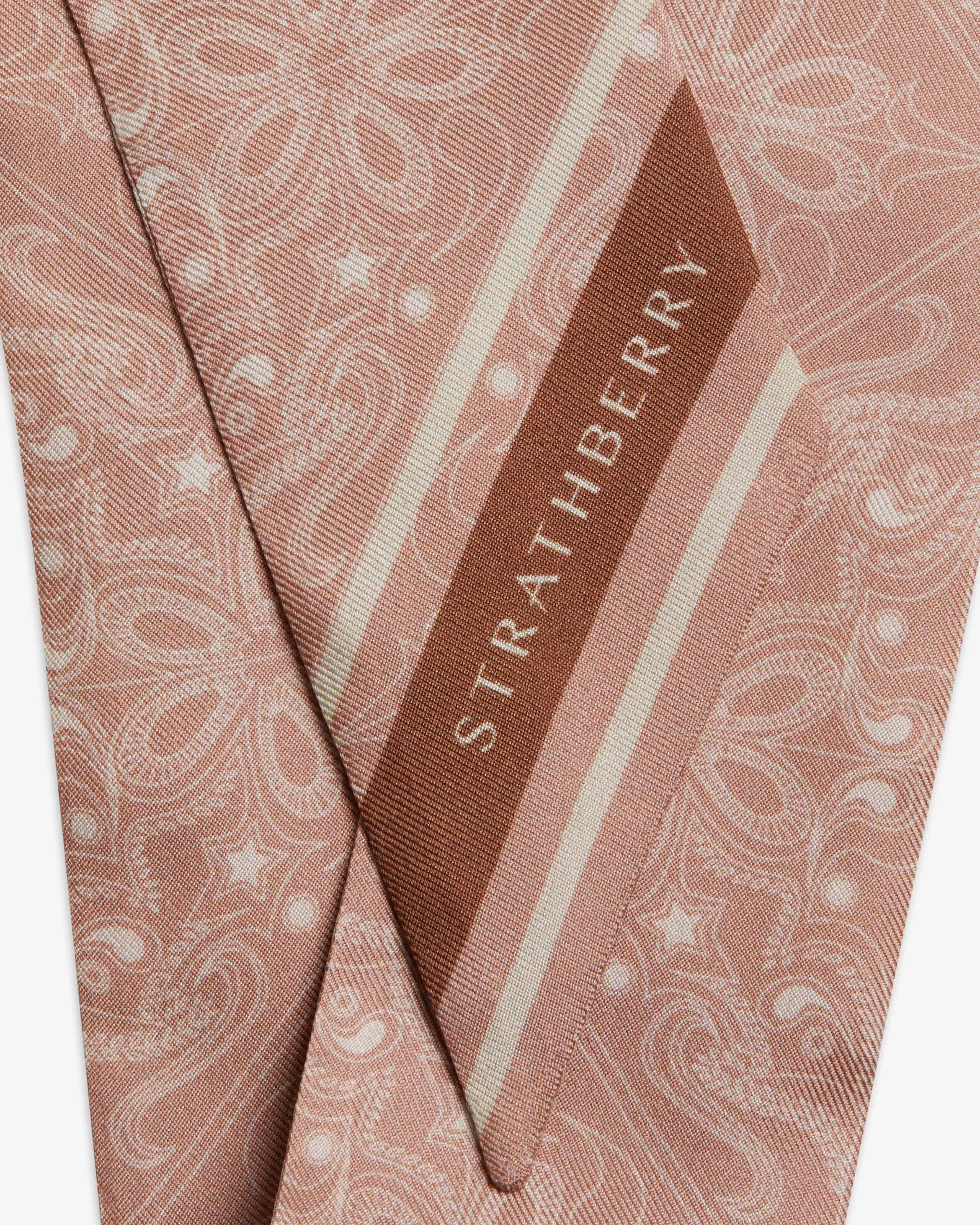 Silk Skinny Scarf - Peony Geometric Print