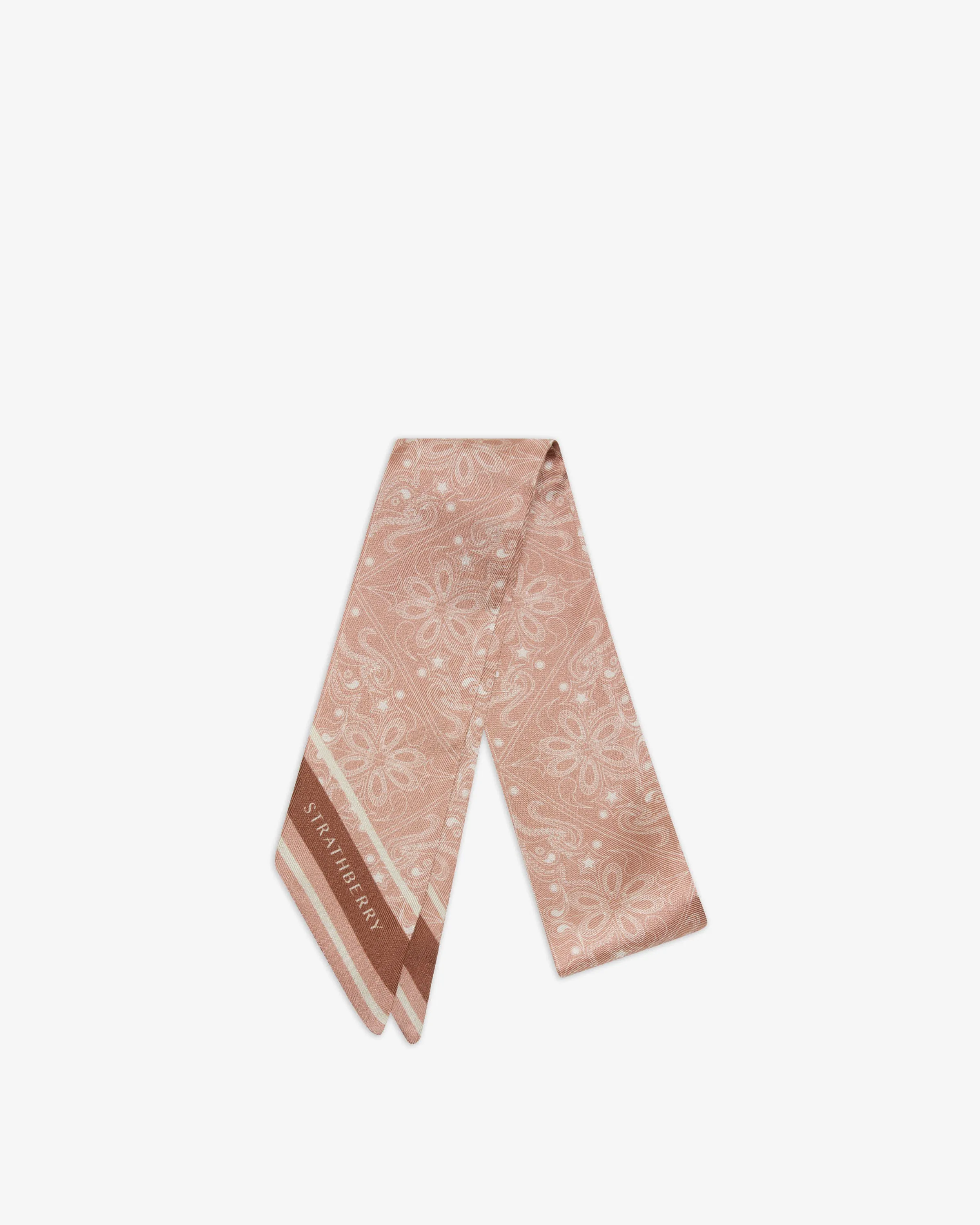 Silk Skinny Scarf - Peony Geometric Print