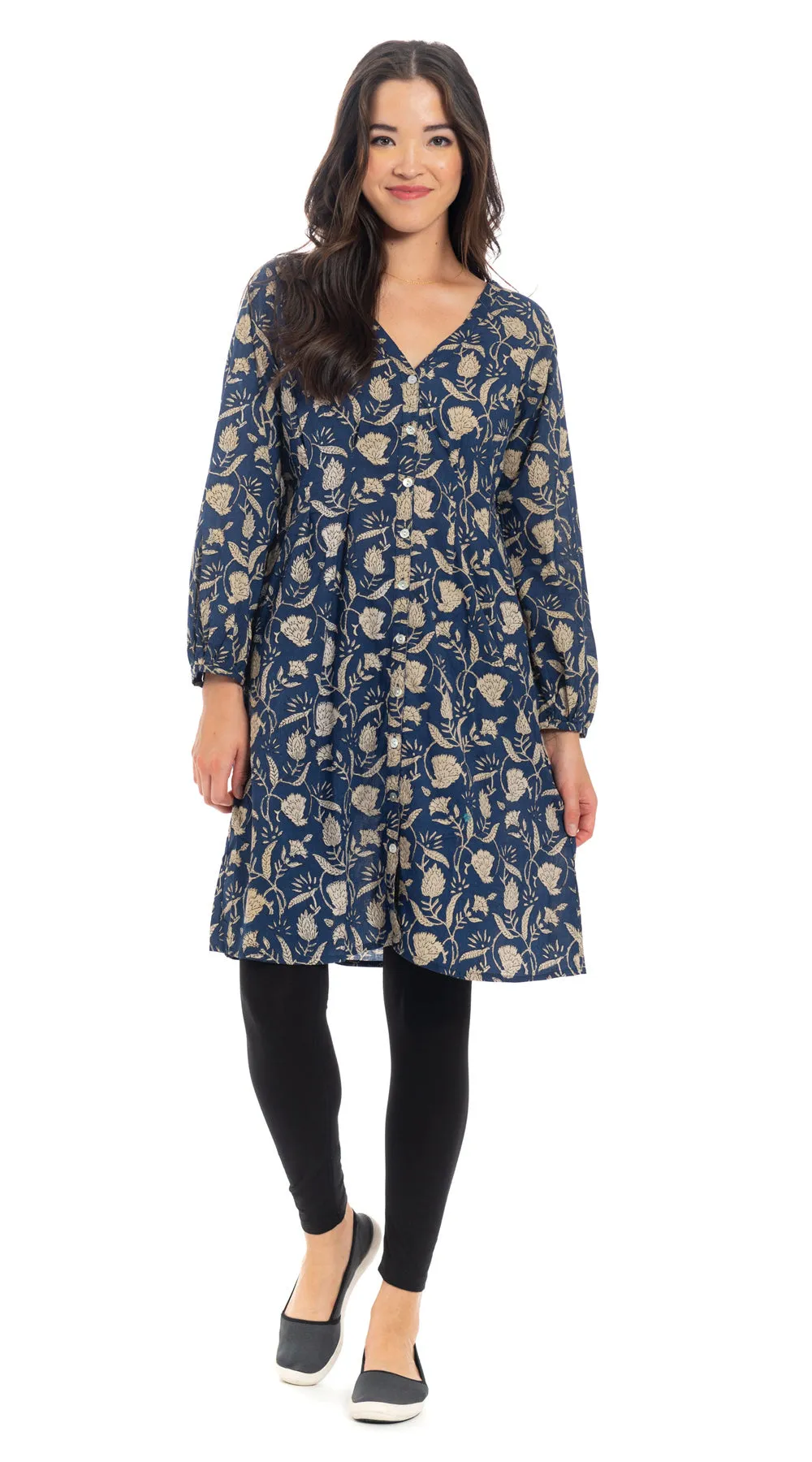 Sita Dress - org.cotton blockprint - sapphire beauty