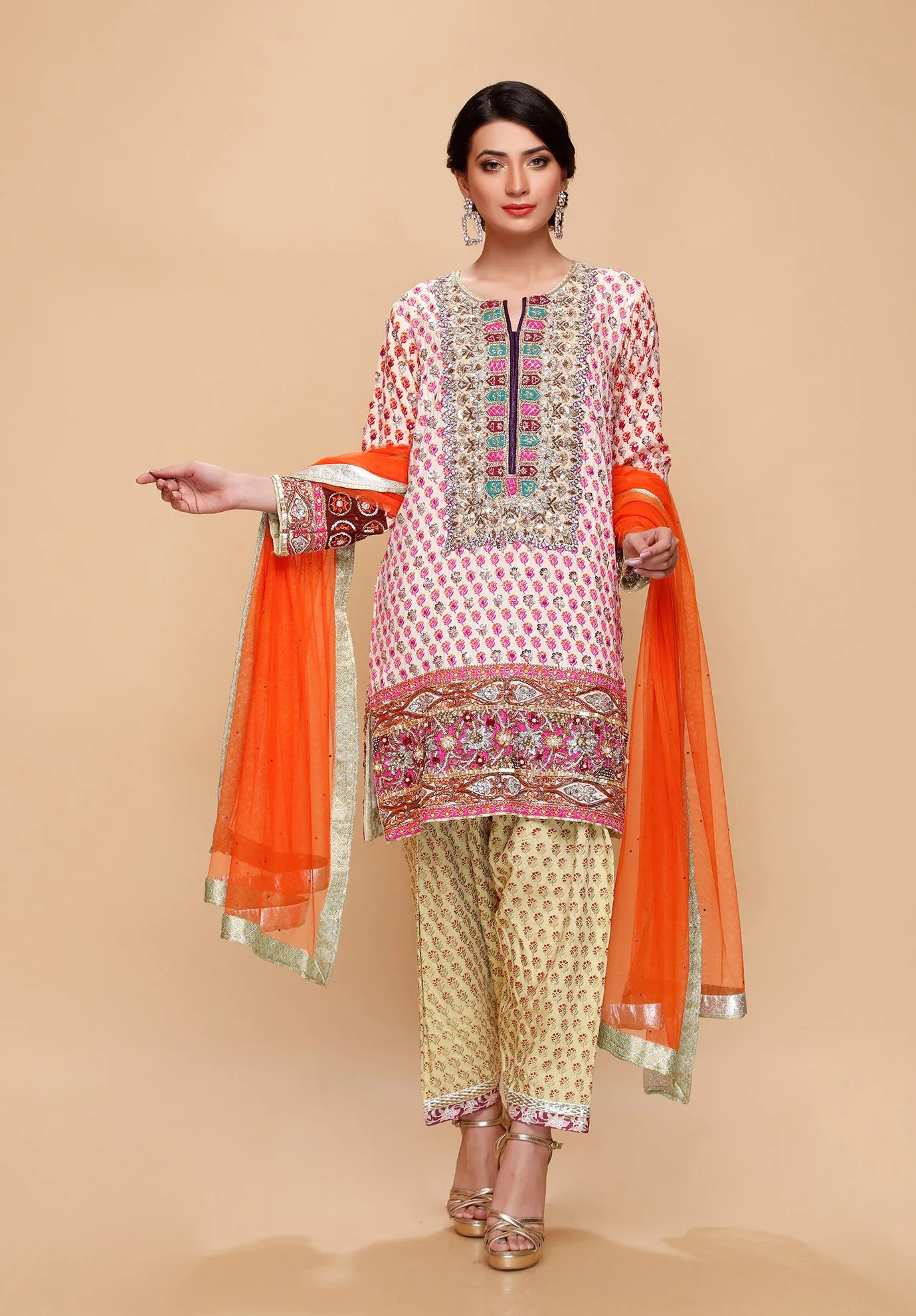 (SKU-1031)-3 PIECE ATTIRE-SHIRT PANT DUPATTA