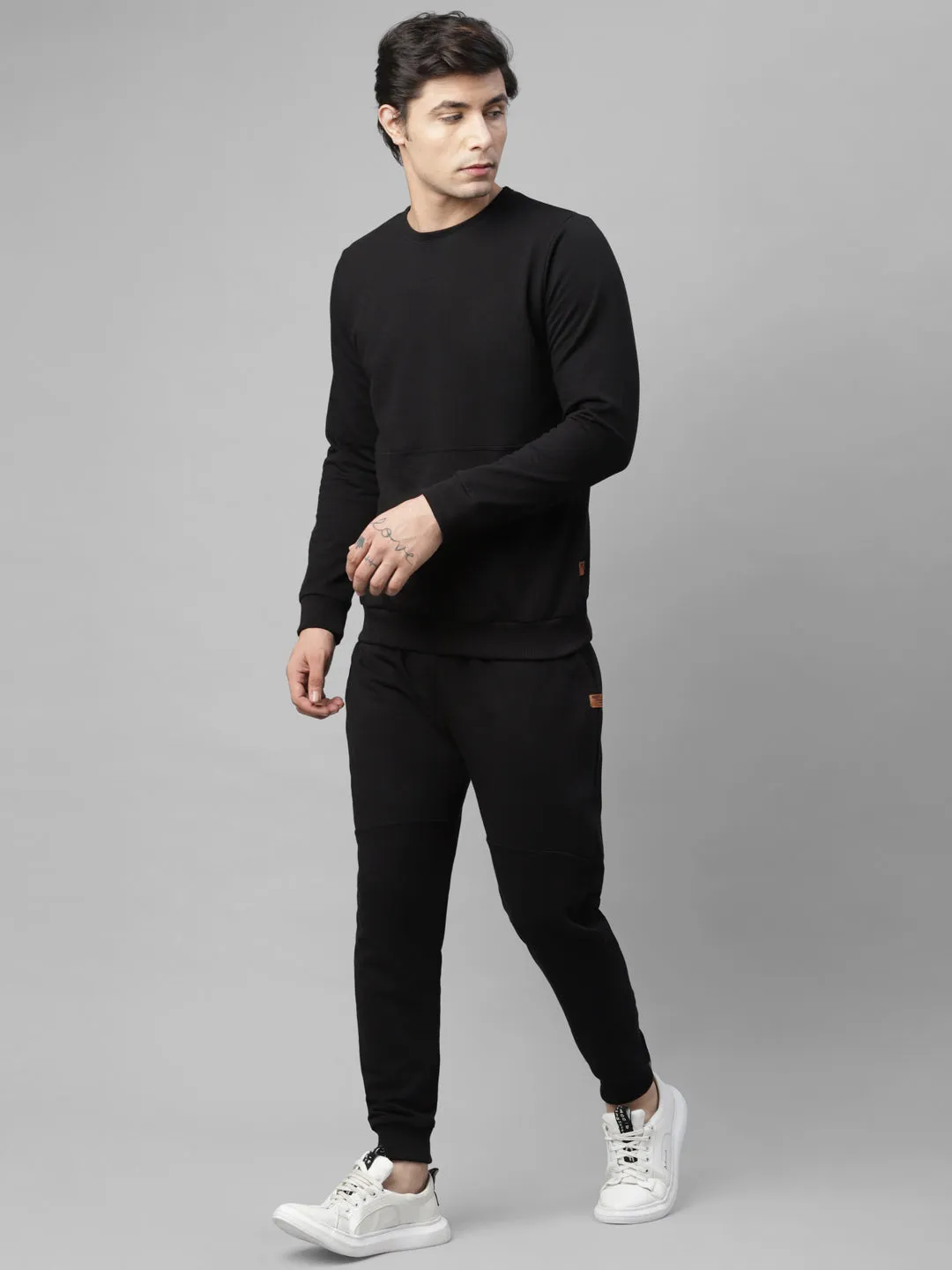 Solid Round Neck Terry Track Suit