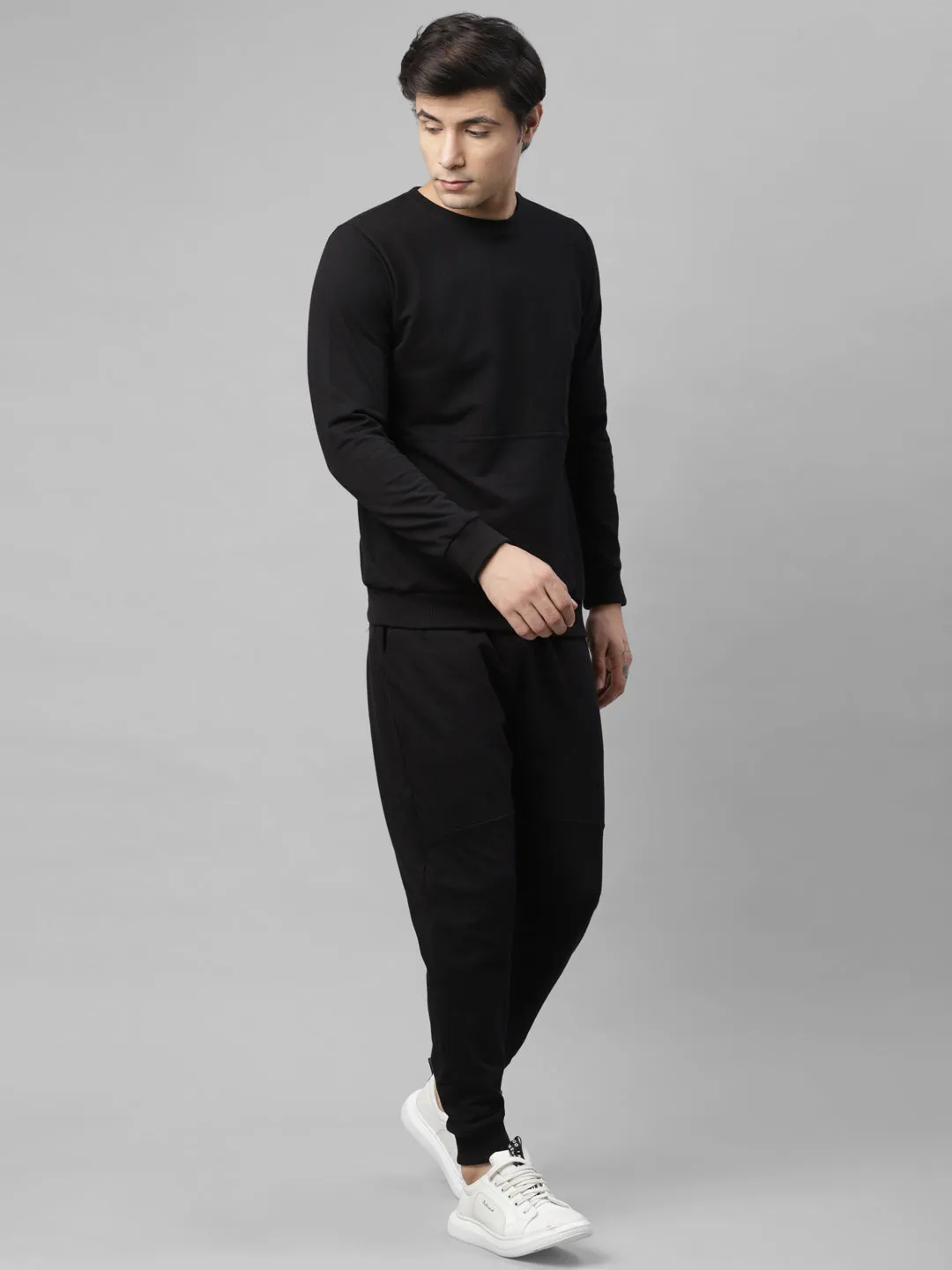 Solid Round Neck Terry Track Suit