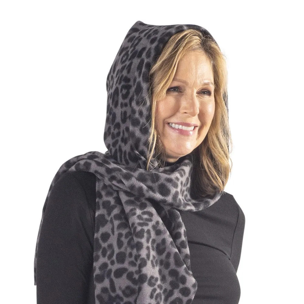 Stella Fleece Hooded Wraparound Print Scarf