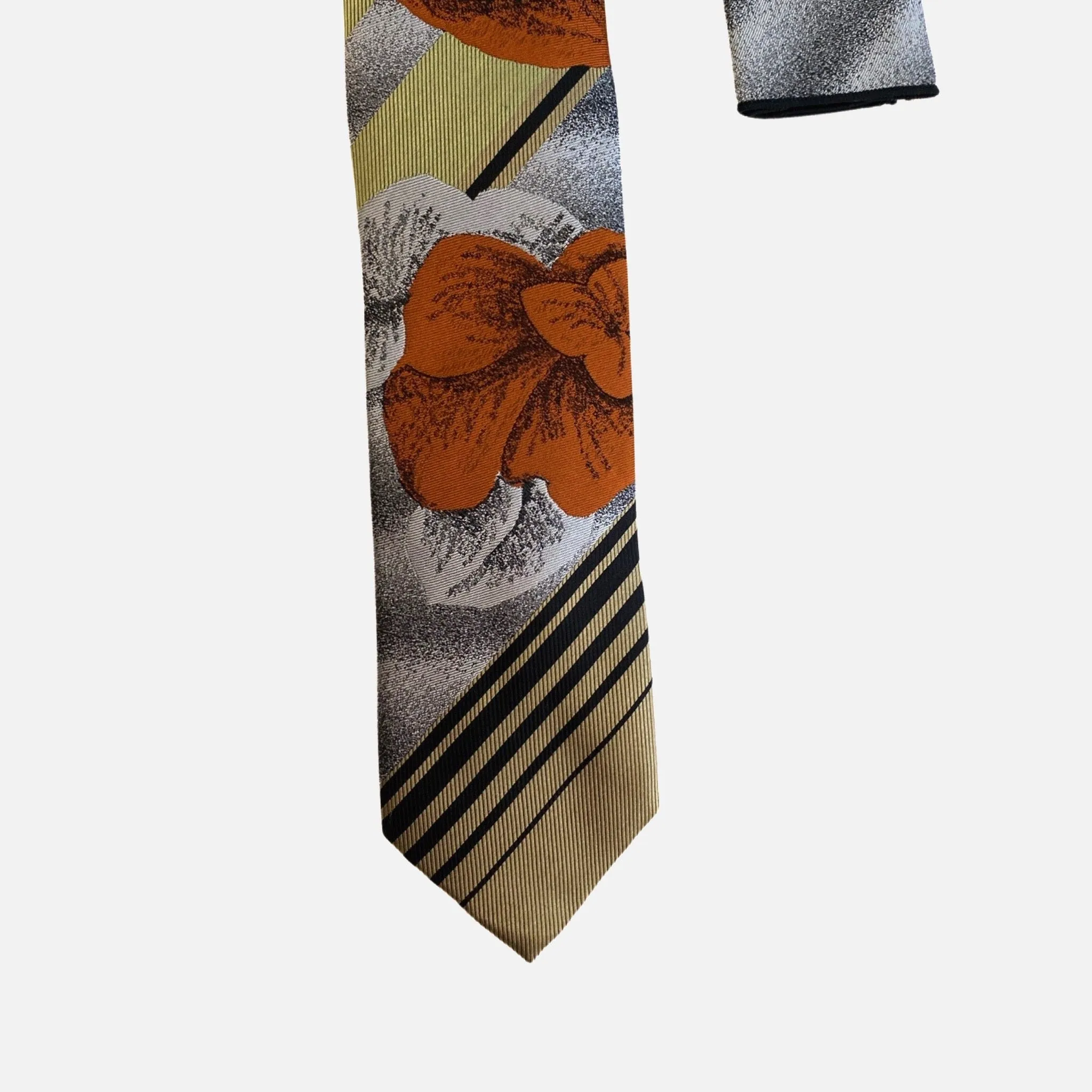 Steven Land “BW2434” Tan Silk Tie and Hanky