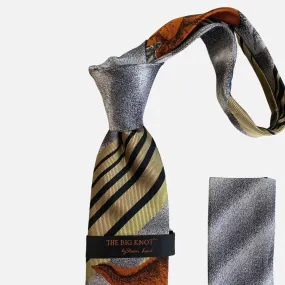 Steven Land “BW2434” Tan Silk Tie and Hanky