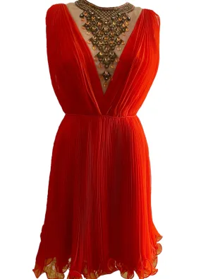 Tangerine Pleated Dress