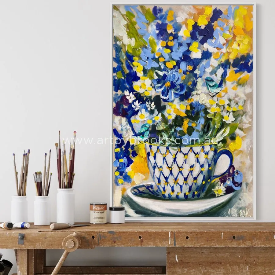 Tea for two - 60x90cm original on Belgian linen