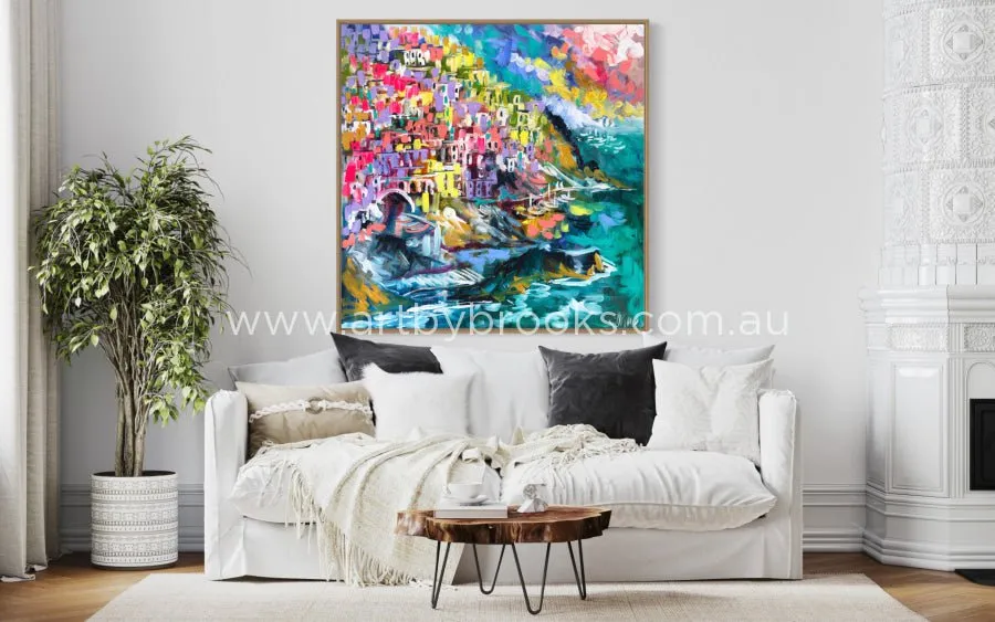 Trails of the Cinque Terre -Original on gallery canvas 120x120 Cm