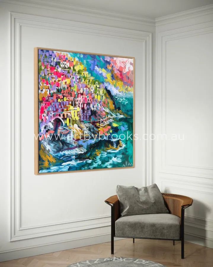 Trails of the Cinque Terre -Original on gallery canvas 120x120 Cm