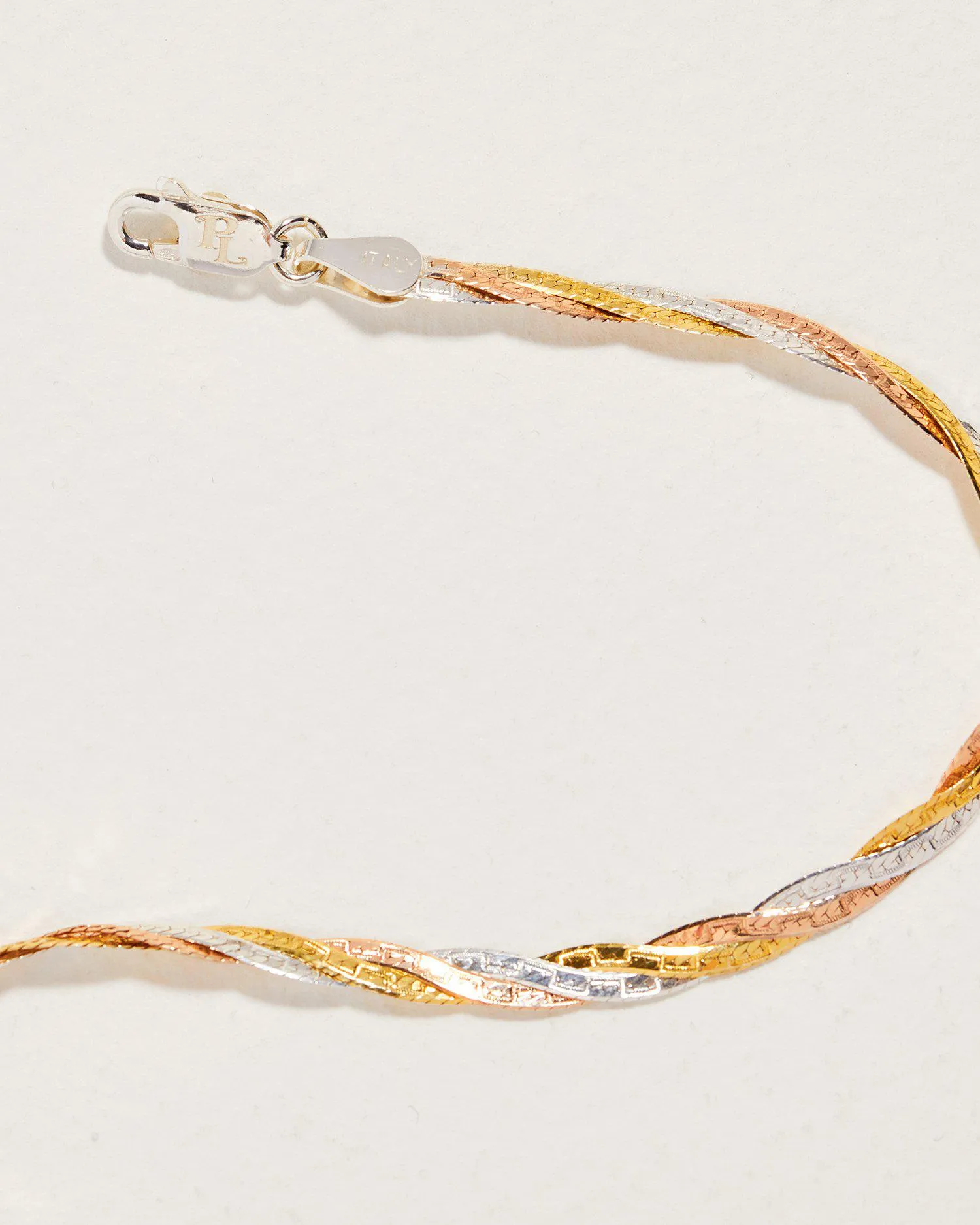 Twisted Tricolor Herringbone Chain 14"