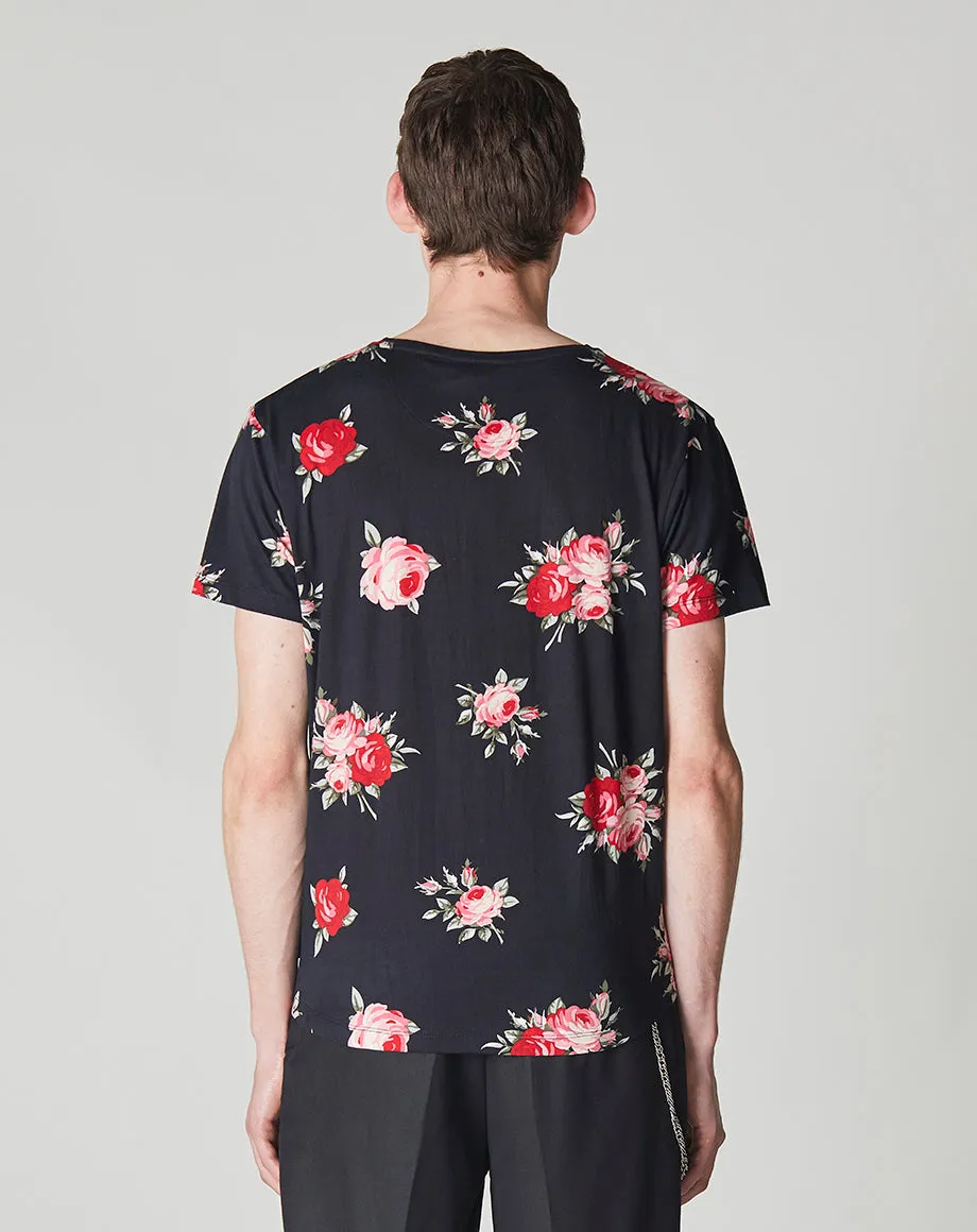 VILLISKA ROSE PRINT MEN’S T-SHIRT | BLACK