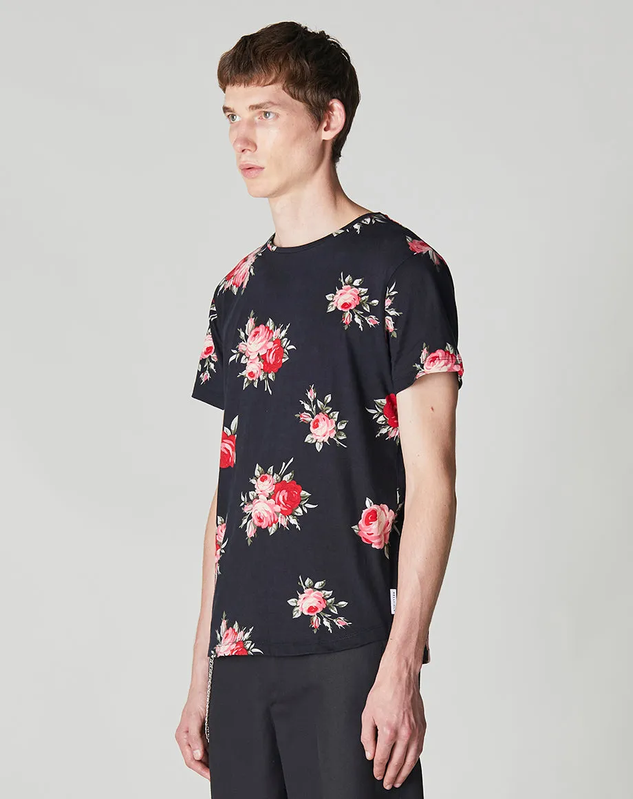 VILLISKA ROSE PRINT MEN’S T-SHIRT | BLACK