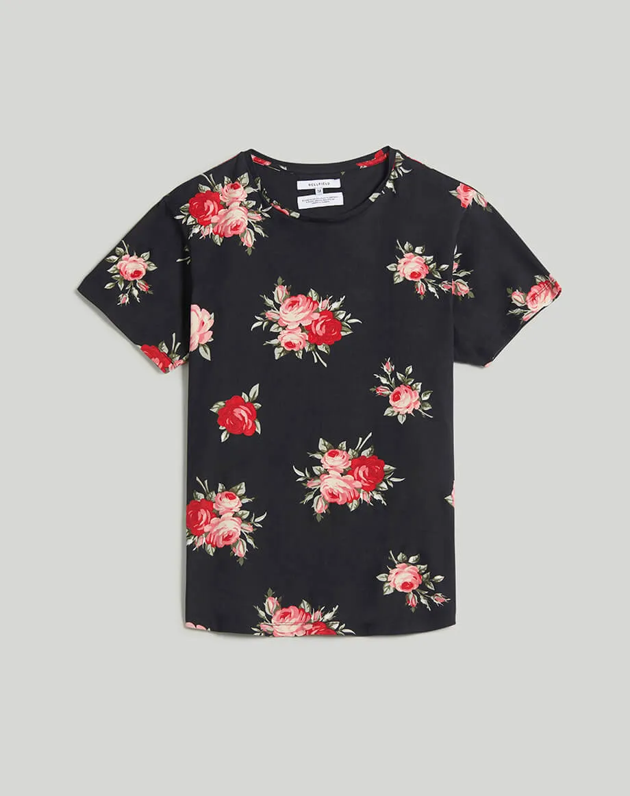 VILLISKA ROSE PRINT MEN’S T-SHIRT | BLACK