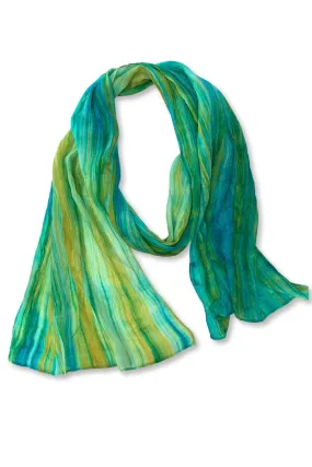 Watercolor Skinny Scarf | Blue & Moss