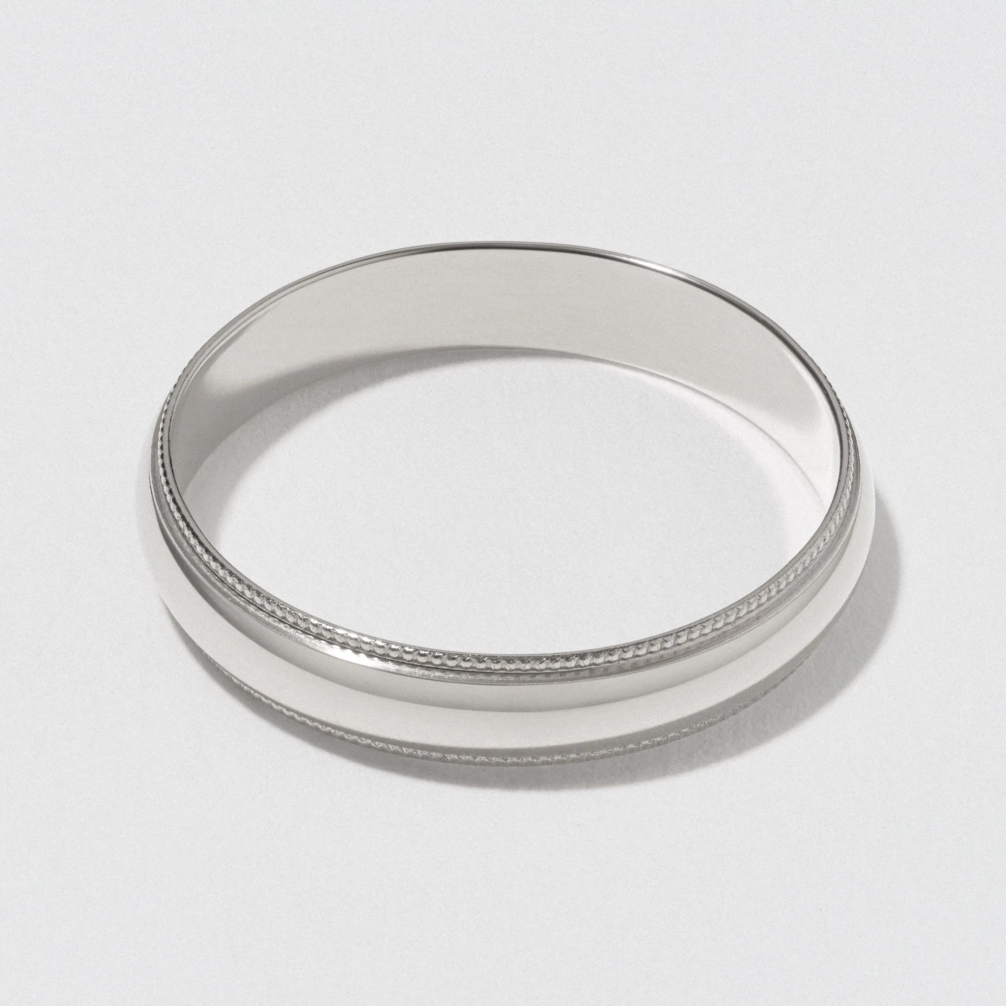 White Gold Classic Milgrain Wedding Band - Polished 4mm