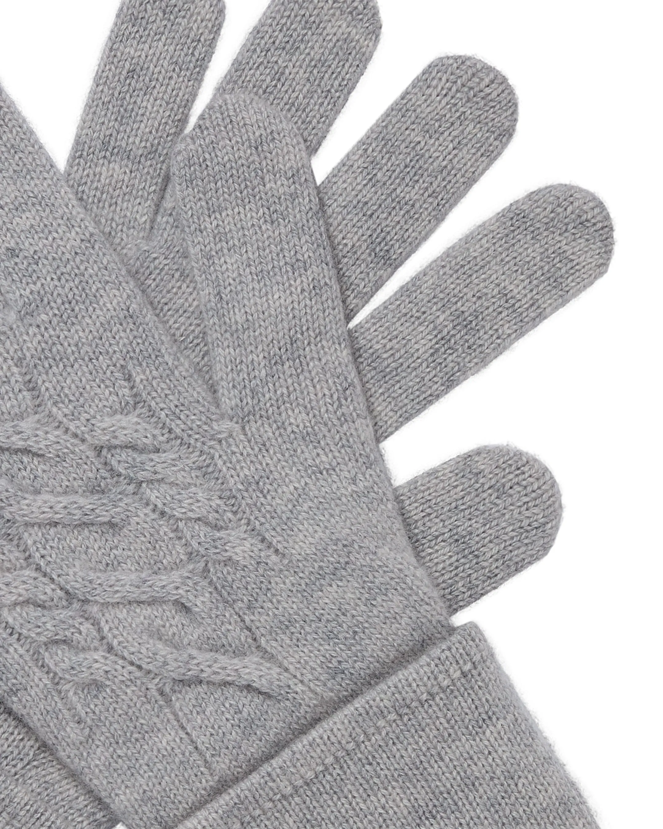 Women's Cable Cashmere Gloves Fumo Grey