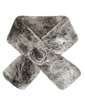 Women's Fur Neck Warmer Charcoal Grey Tipped Fur